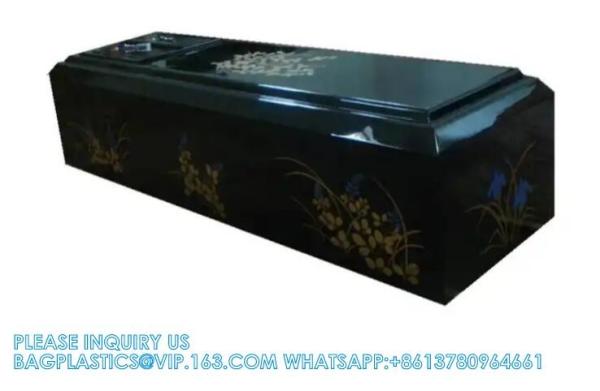 Japanese Plywood Casket Wooden Coffin With Flower Painting Casket Wooden Coffin