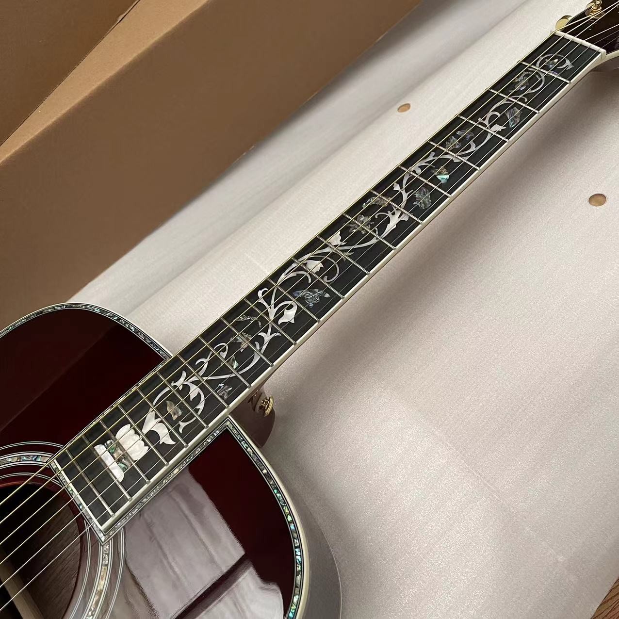 Custom New All Solid Wood Sunburst 41" D Type Acoustic Guitar Abalone Ebony Fingerboard