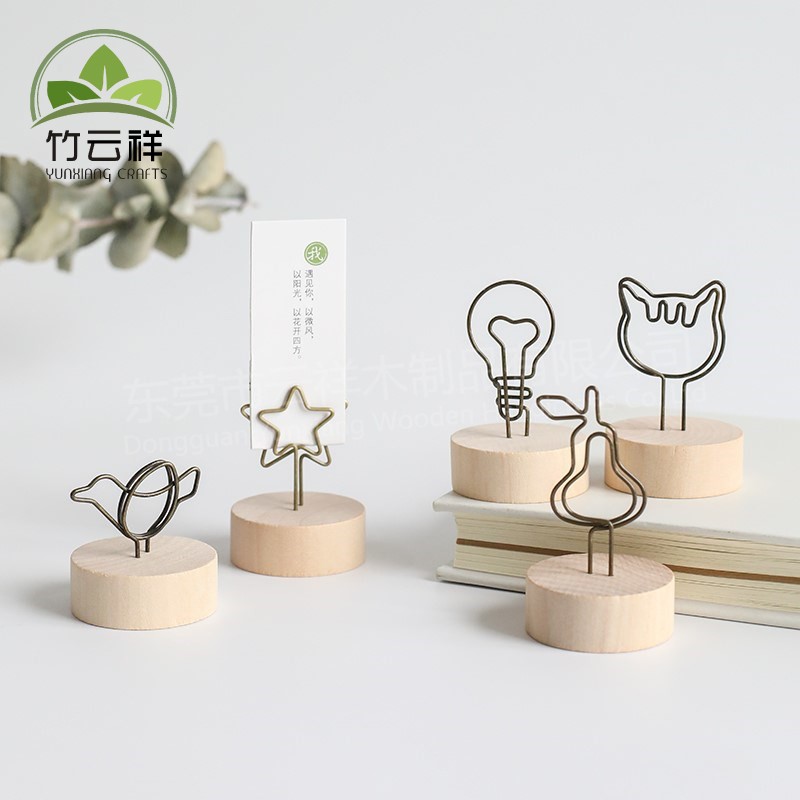 Wooden Base Place Card Holders Rustic Iron Wire Picture Picks Clip Party Decoration Card Holders Picture Memo Note Photo Clip