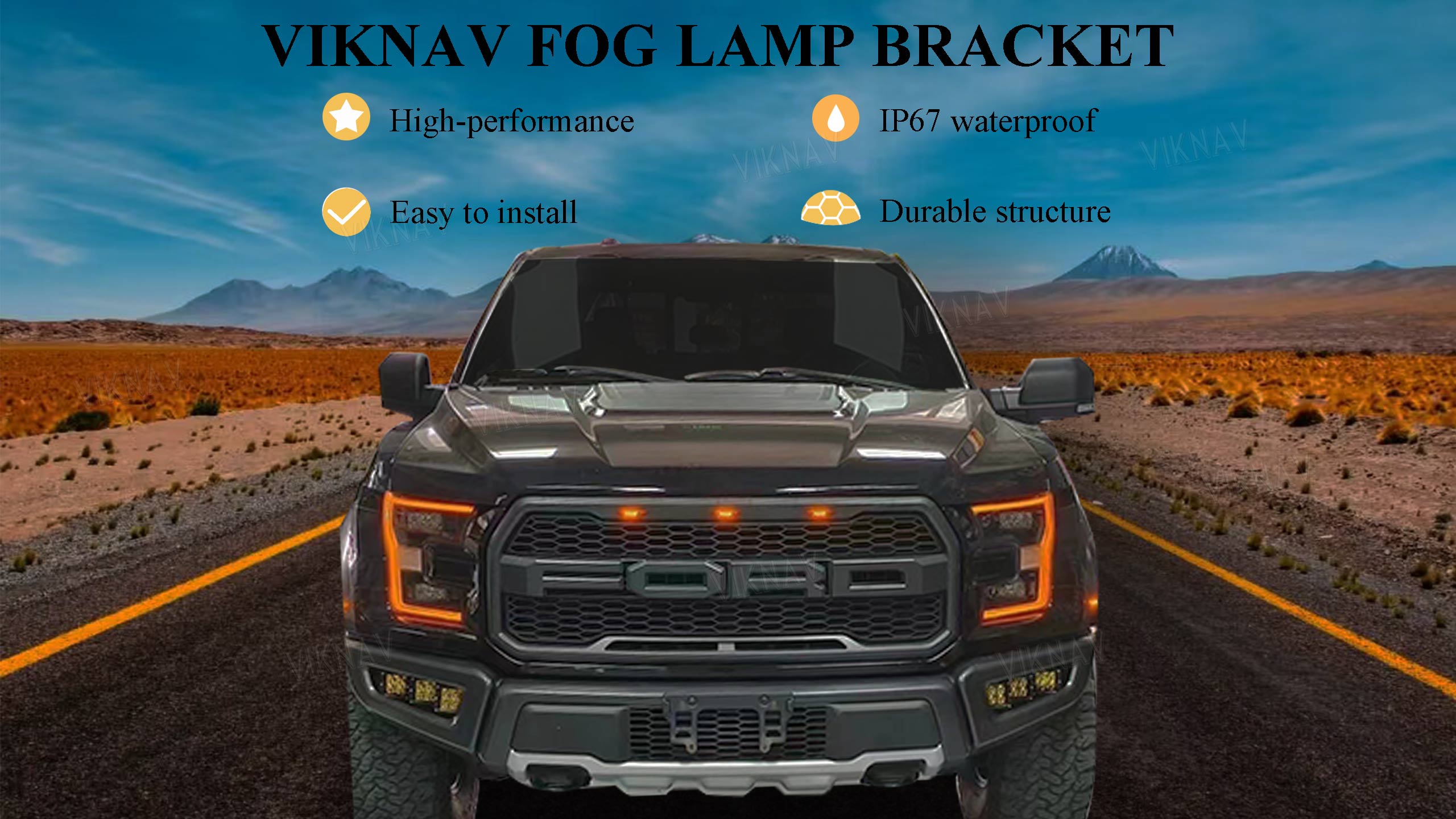 Viknav Front Bumper Fog Lamp Mount Bracket Replacement Cube For Car Ford F150