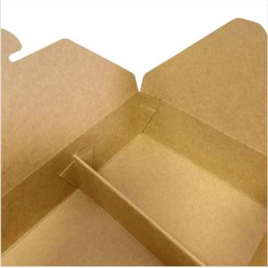 Biodegradable 2 Compartments Fast Food Compartment Container Take Out Brown