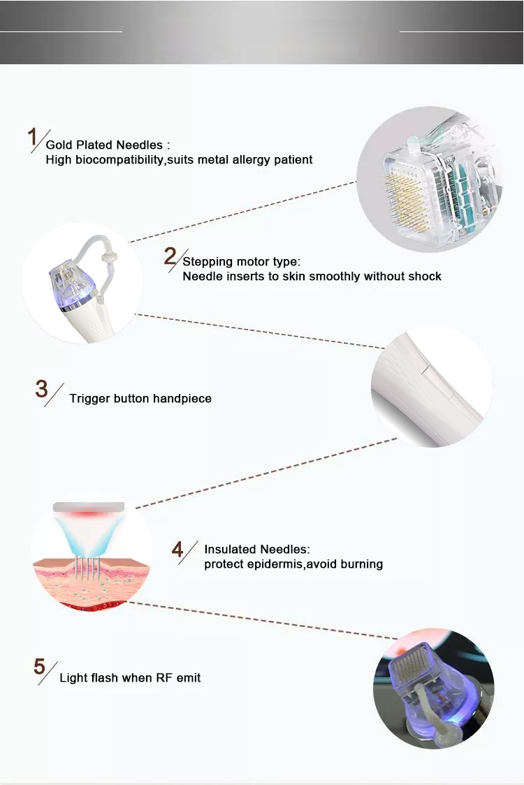 Distributing fractional rf microneedling machine for skin tightening face neck lifting