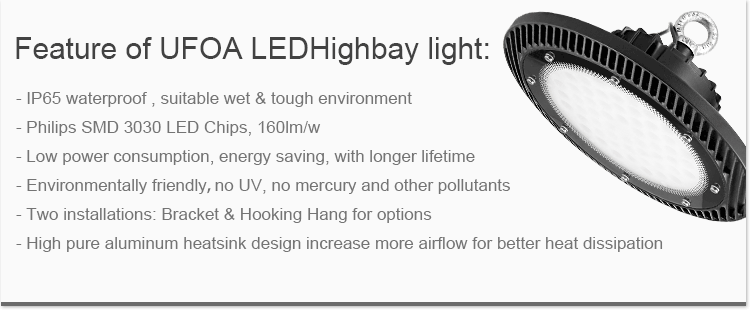 Waterproof 13000lm 100w 150w 200w Ufo High Bay Light