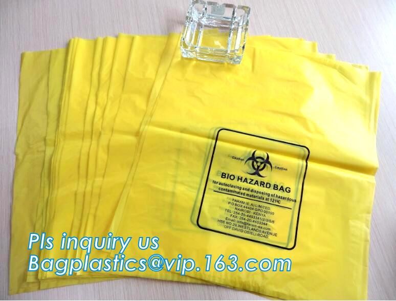 Large Capacity Red Biohazardous Disposal Medical Waste Plastic Trash Bags on Roll, High temperature resistance 120C Bioh