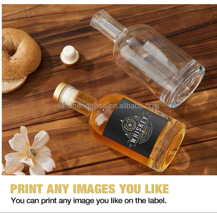 Glass Wine Bottles Vodka Whisky Glass Bottles With Cork from 375ml 500ml 700ml 750ml
