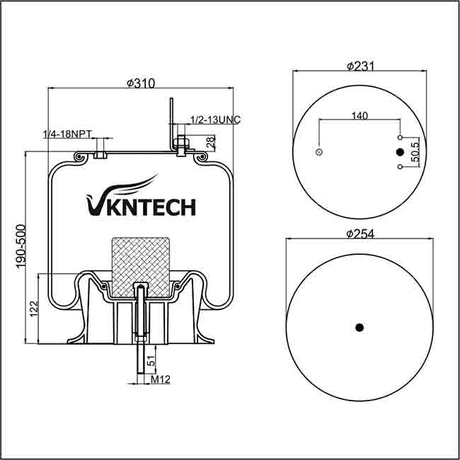 FRUEHAUF Trailer Air Springs Replace For Firestone W01-M58-8859 Contitech 4159NP07 Good Year 1R12-702 Vkntech 1K8859