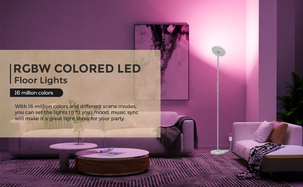 Multicolor Practical RGB Standing Lamp , 2000 Lumen DIY RGB Corner Lamp
