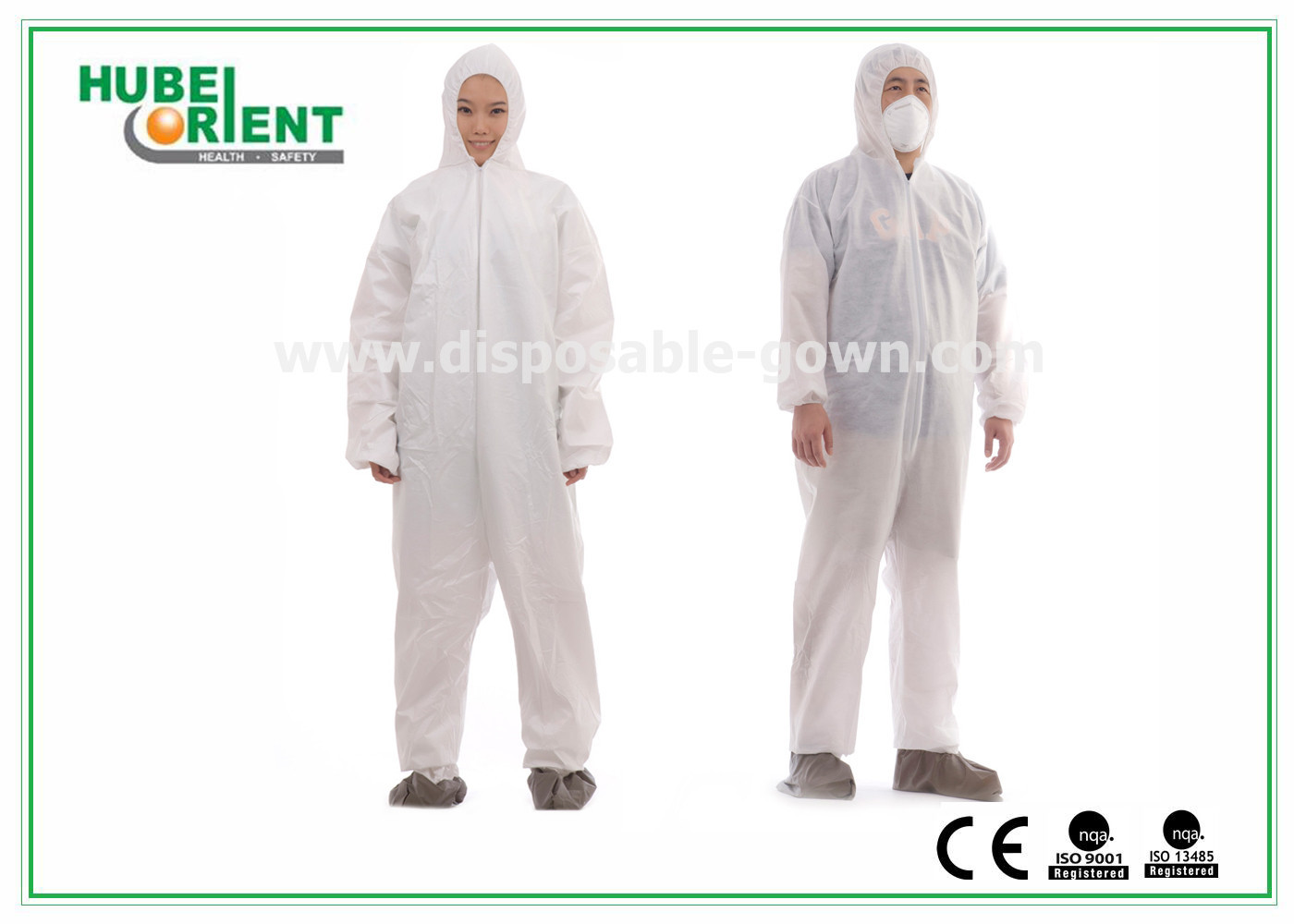 Hooded Nonwoven Disposable Coveralls with Various Colors CE Standard