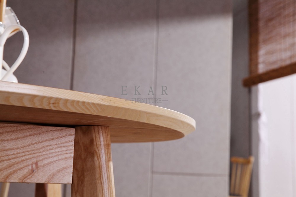 European Modern Ash Wood Round Dining Table Set