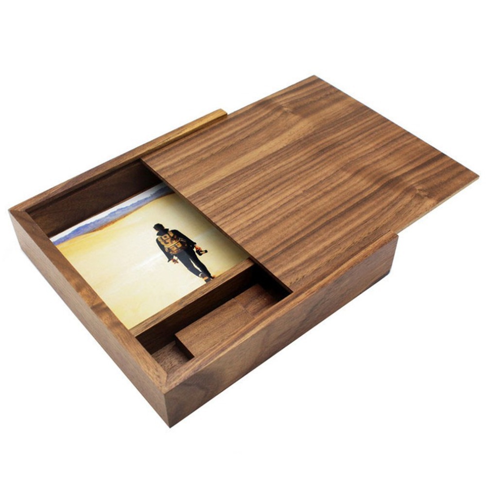 wedding gift storage box burnt color pull-out wooden photo storage box solid wood lettering retro wooden box