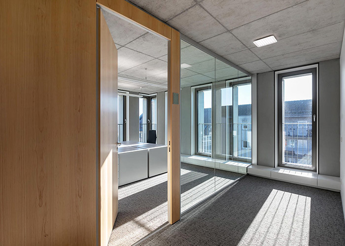 Acoustic Sound Glazed Patition Wall Solid Steel Material Door Wood Color Aluminum Frame