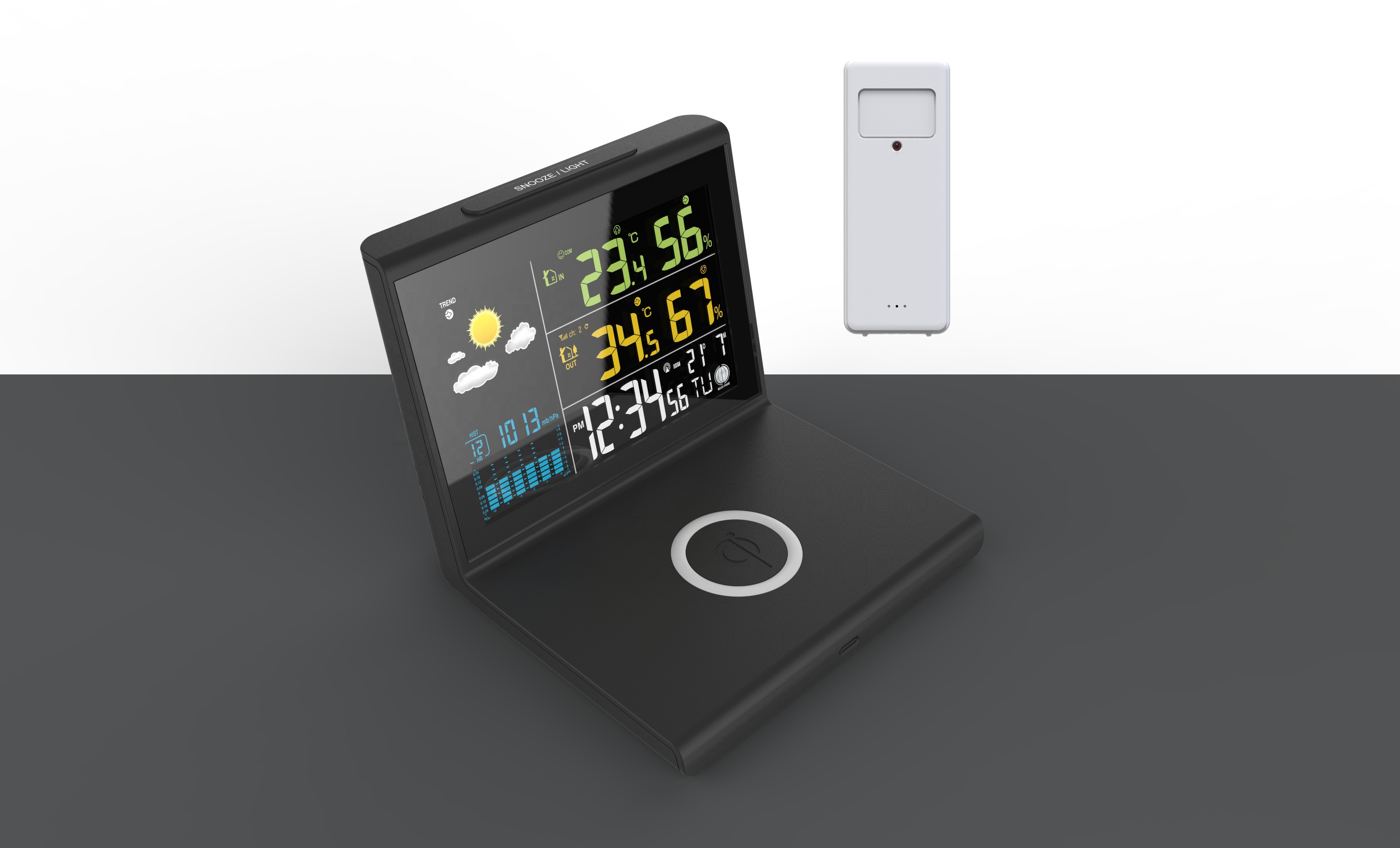 CE Indoor Outdoor Thermometer Wireless QI LCD Digital Weather Clock