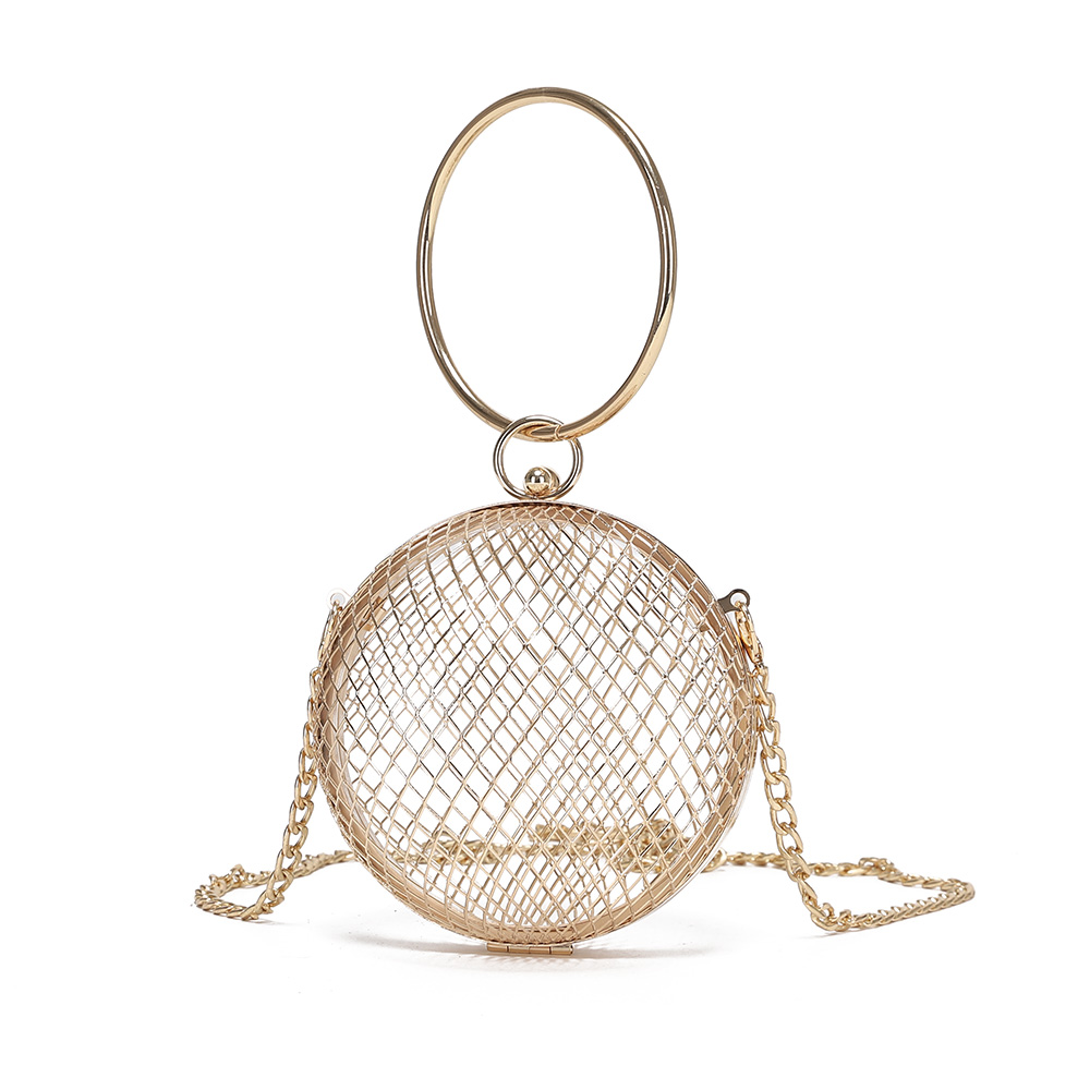 Ball Shape Clutch Purse Party Handbag Rhinestone Ring Handle ODM OEM