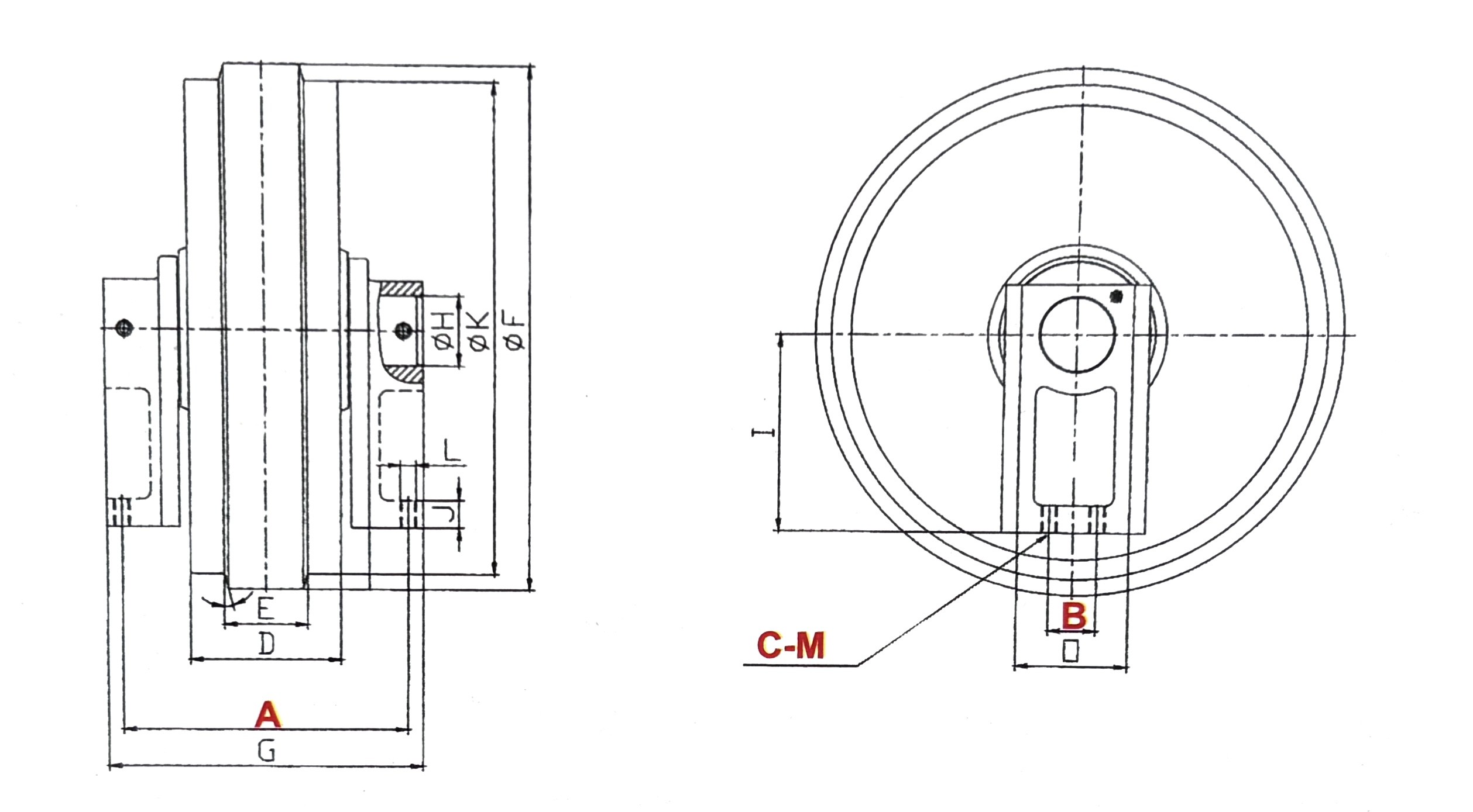 D6D/D6H HRC53-57 CuPb10Sn10 Bulldozer Front Idler For Undercarriage Parts