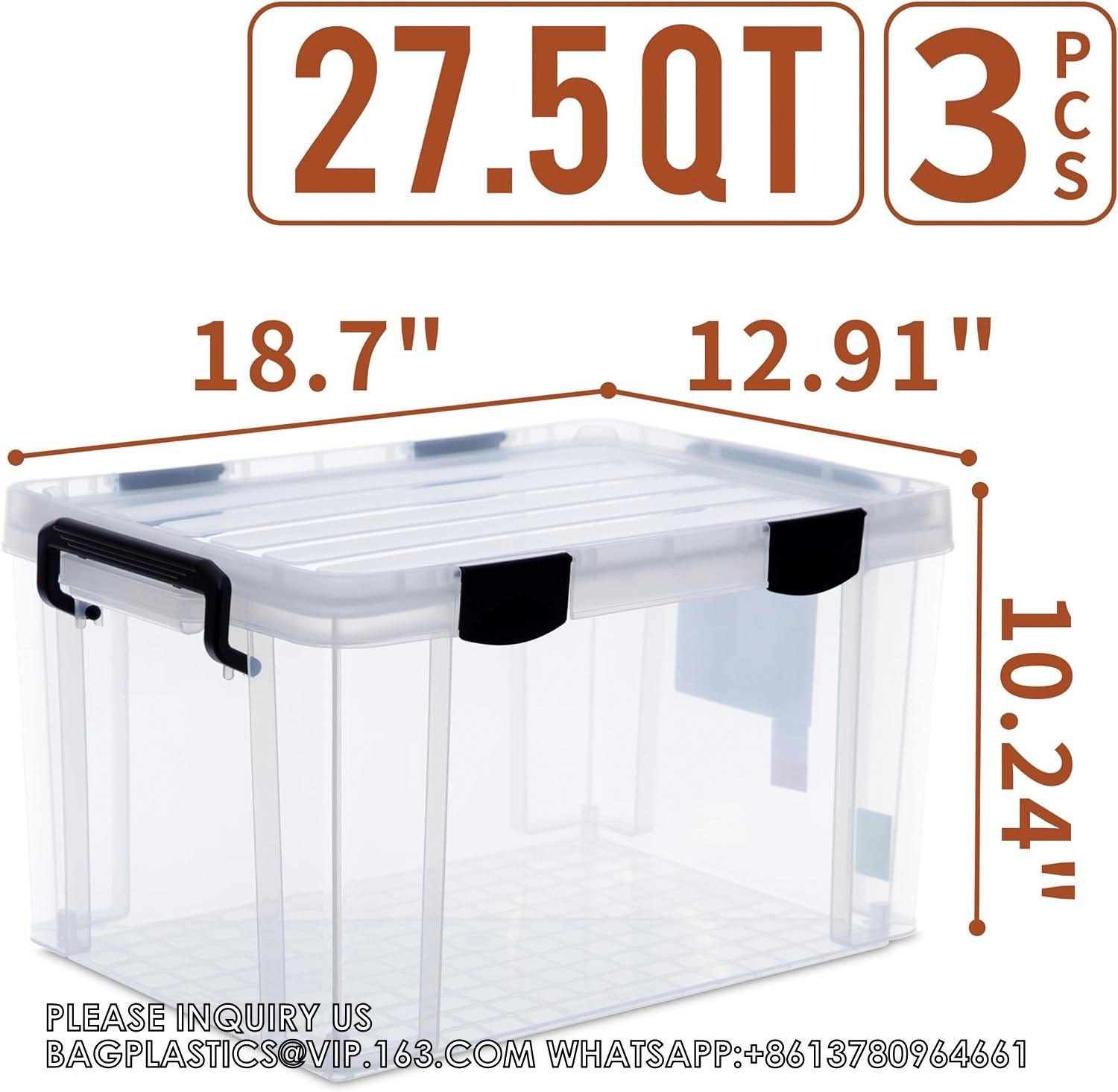 Airtight Plastic Storage Bins With Gasket Seal Lids And 6 Secure Latching Buckles Stackable Storage Containers