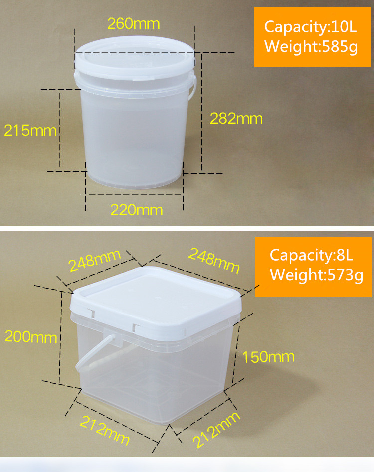 Food Grade PP Raw Materials Customized Plastic Bucket Elevator for Clear 3L Bucket