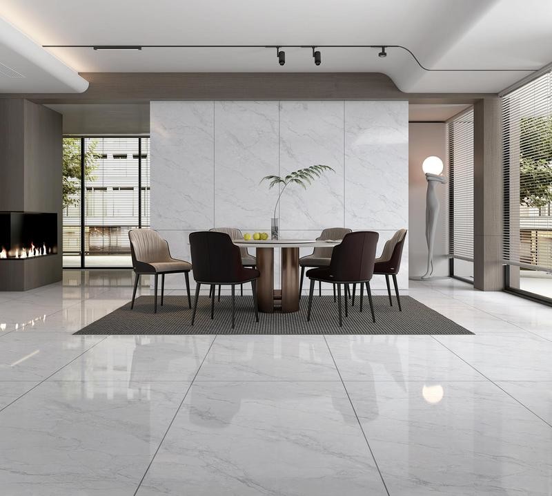 Stunning Anti-Slip Interior Wall Glazed Polished Porcelain Tile 900x1800x9mm For Apartment And light gray Elegant Wear-Resistant Tile For Design