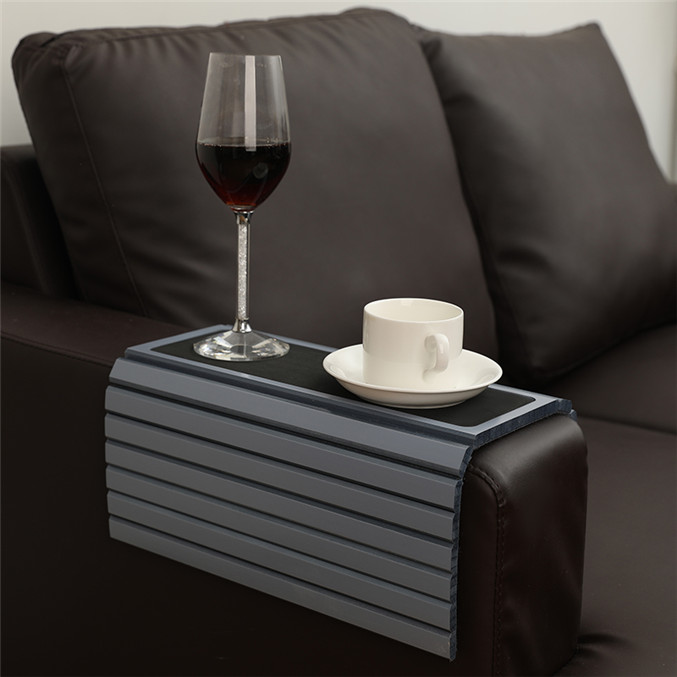 Hot Selling Portable Sofa Table Tray Bamboo Couch Arm Sofa Tray Armrest Tray With Anti Slip Pad
