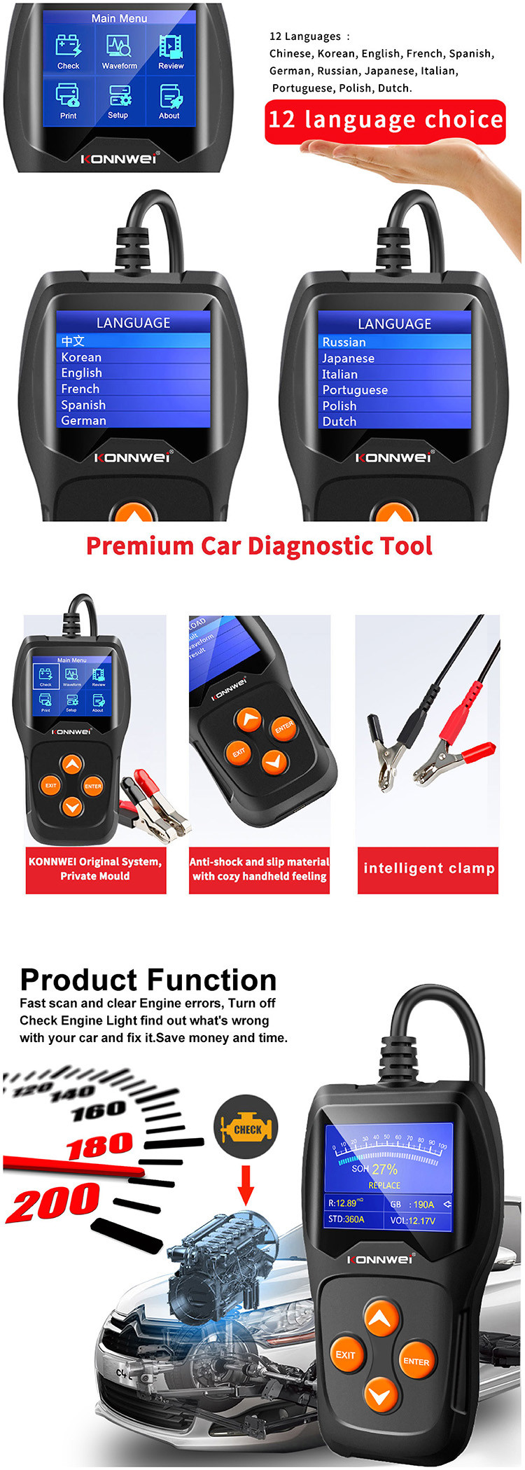 Stable Battery Load Tester Kw600 Support Read Real - Time Data 24 Months Warranty