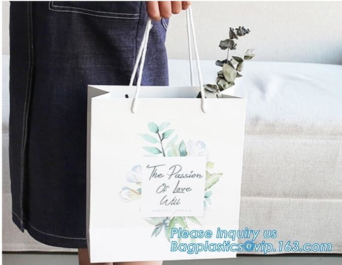 Flower carrier bag with different color customized pot plants kraft paper bag with handle,stamping logo fancy paper flow