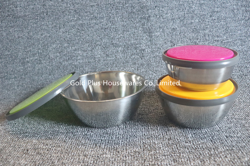 Heat Insulated Beat Eggs Stainless Steel Bowl With Cover 12cm 14cm 16cm