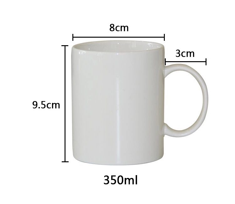White Porcelain 350ml Coffee Water Mug Customized Packing