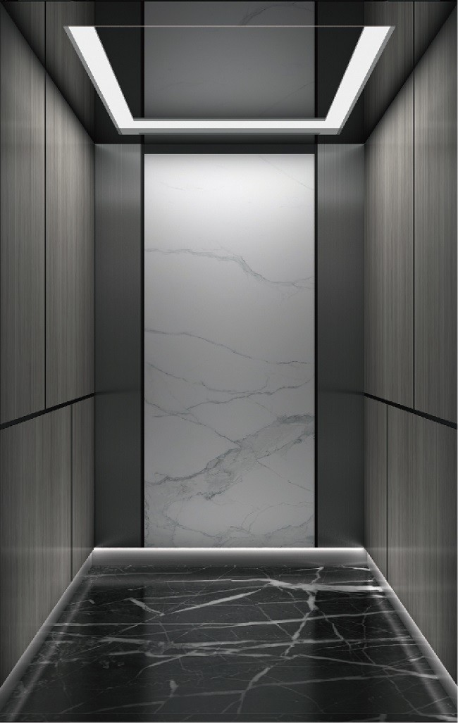 Office Buildings Automatic Passenger Elevator VVVF Drive Golden Mirror Etching