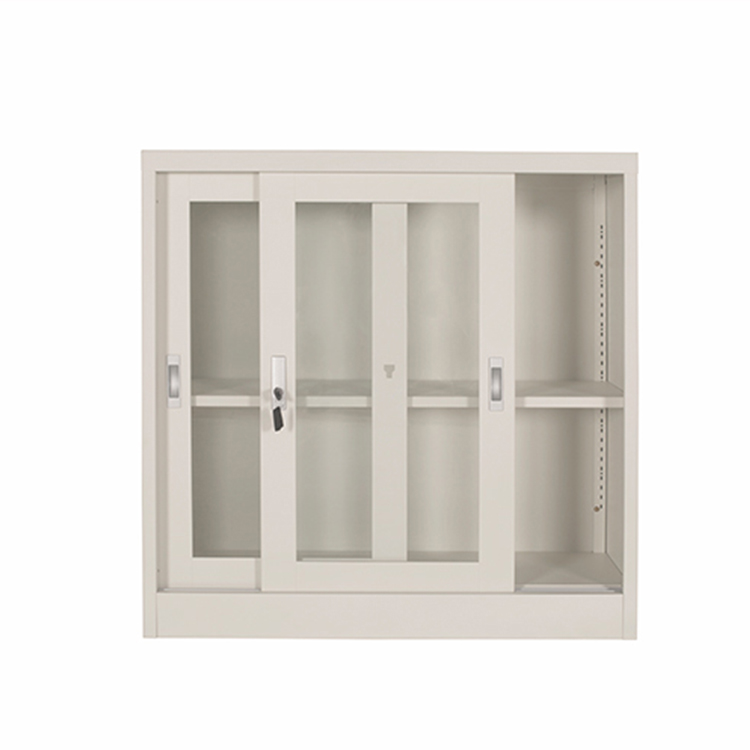 Glass Sliding Door Cupboard Full Height Fireproof Steel Office Cabinet