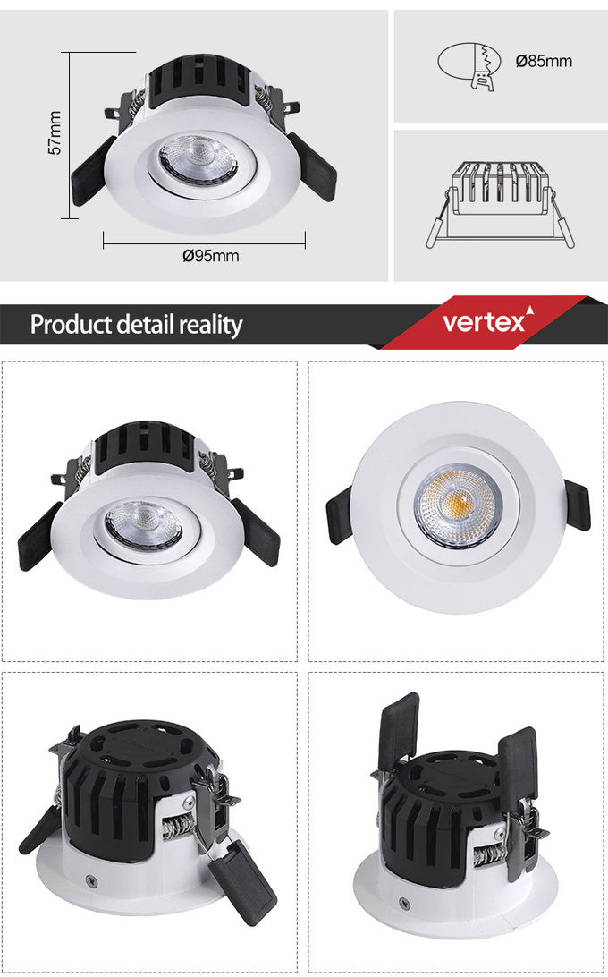 Residential 8W Tilt LED Downlight Round IP44 Bathroom Spotlights