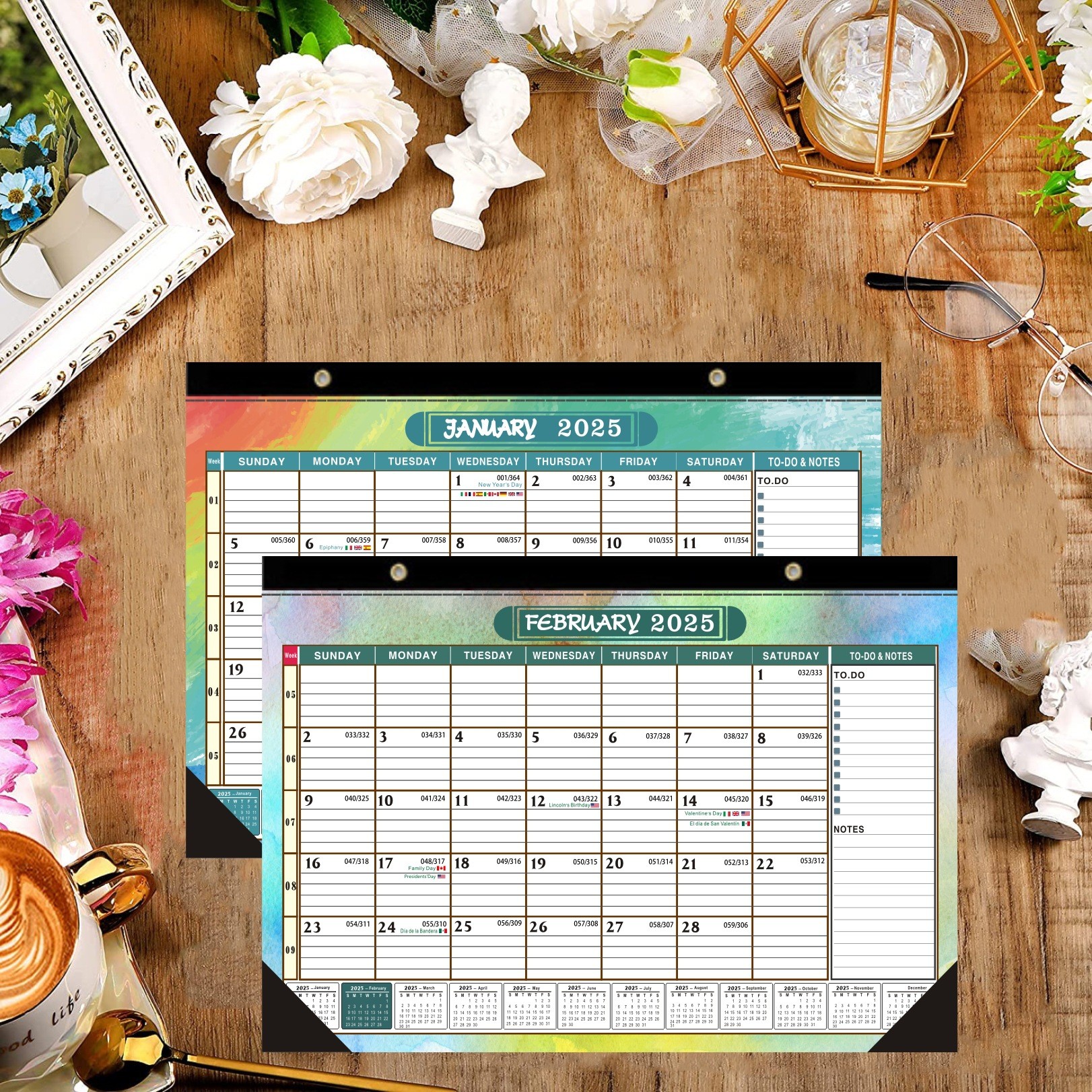 Spiral Bound Custom Wall Calendar With Holiday / Seasonal Theme And Full Color Printing
