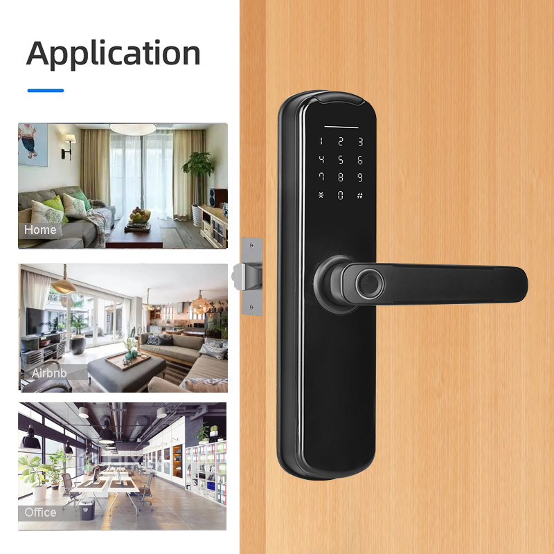 Keypad Fingerprint Intelligent Door Lock Tuya App WIFI DC6V For Home