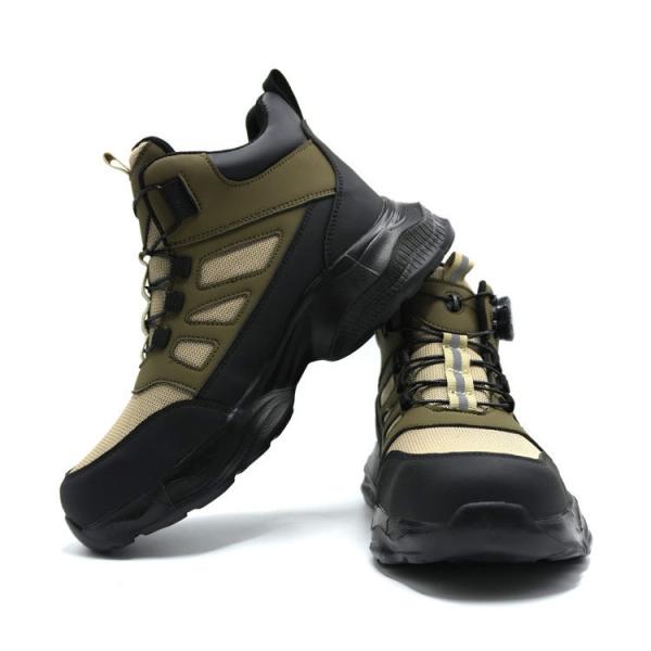 Unisex Microfiber Leather Work Shoes Steel Toe Anti Smashing Construction Safety