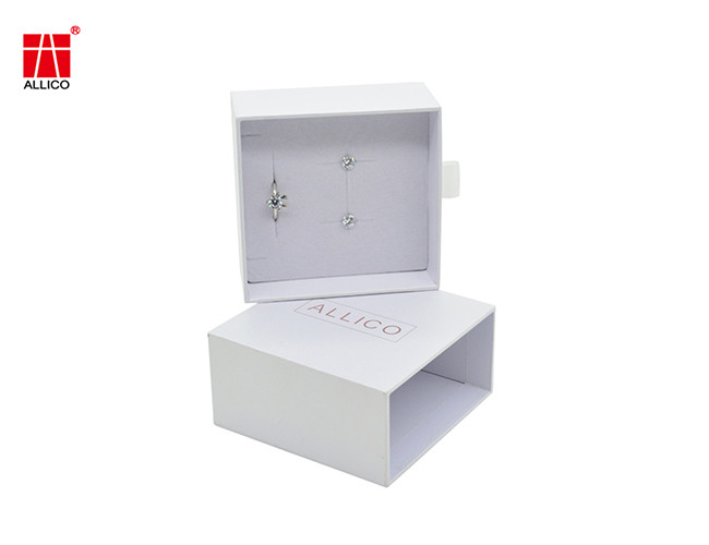 128gsm-400gsm White Cardboard Sliding Drawer Gift Boxes For Earring ODM