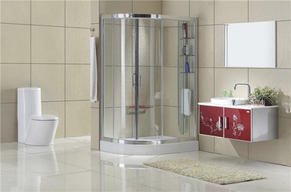 6 / 8 mm Clear Tempered Glass D Shaped Shower Screens Shelf Aluminum Alloy For