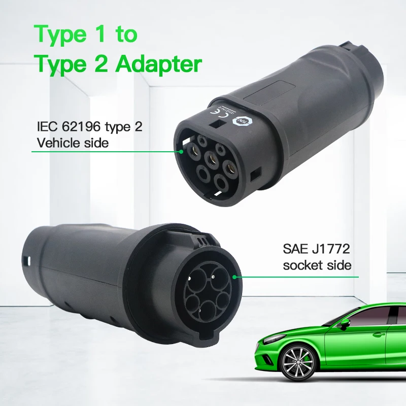 16A 32A Electric Vehicle Charging Adapter J1772 To IEC62196 EV Type 1 To Type 2 Adaptor