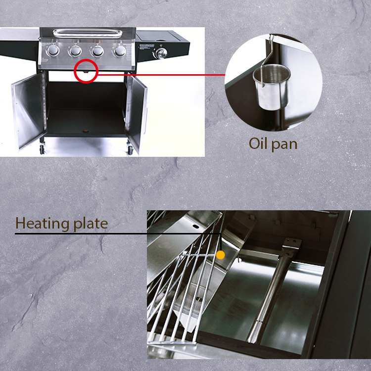 Customized Logo Acceptable 4 1 Stainless Steel Grill Propane BBQ Gas Grill for Patio Garden