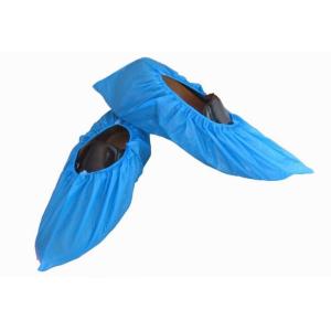 China Lightweight Disposable Boot Covers Waterproof Light Blue With Non Skid Sole on sale