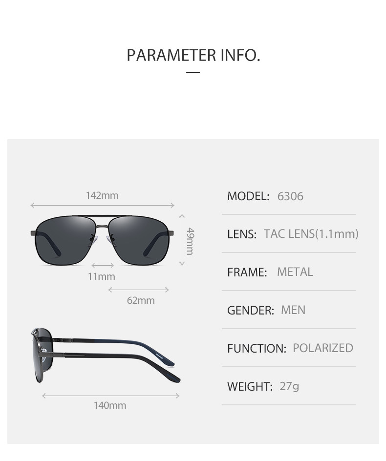 Custom metal polarized sunglasses 5.70 Inches , Men Women Universal Eyewear