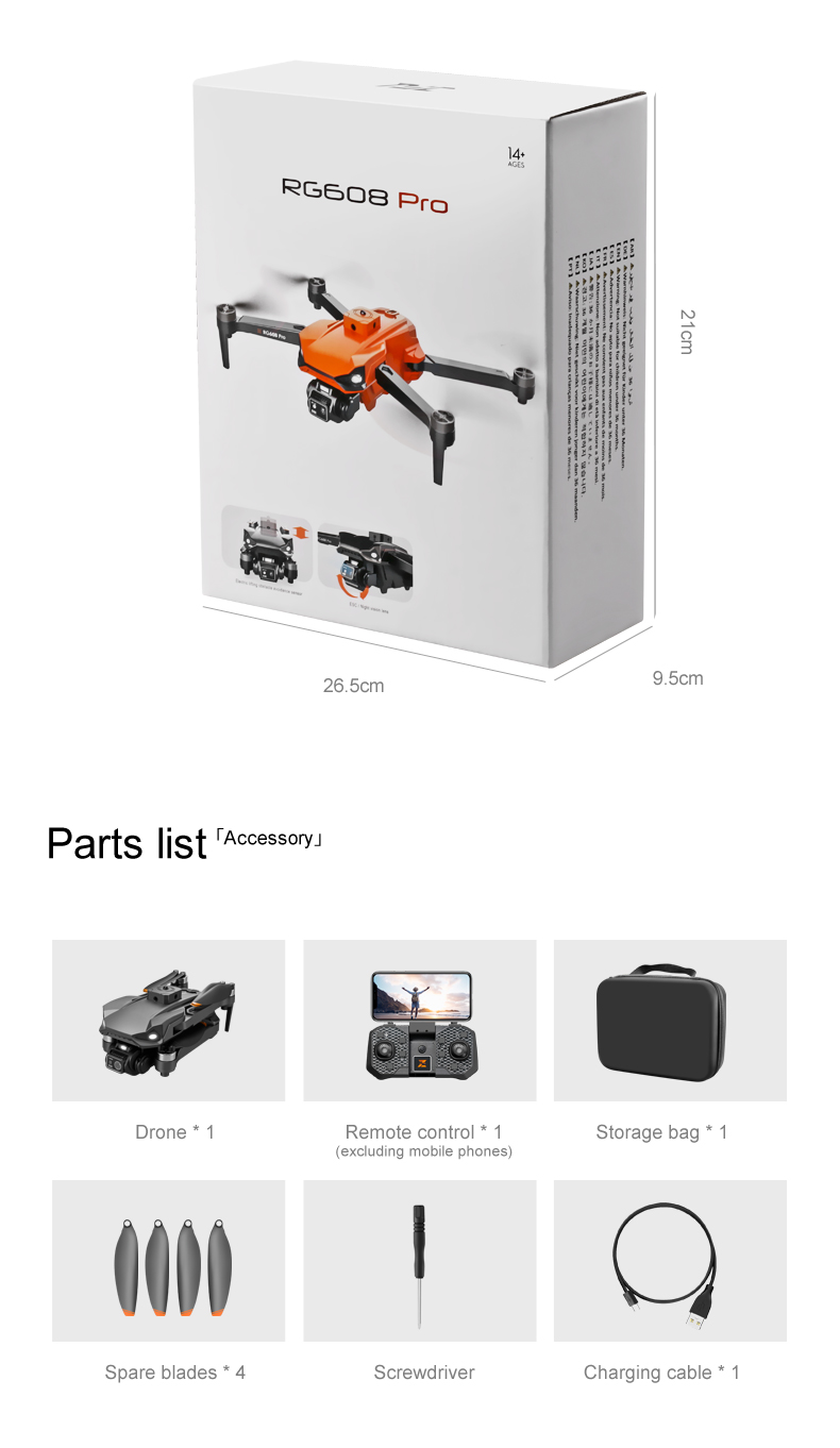 5KM Image Transmission Rg608 Pro Lift Obstacle Avoidance 8k Dual Camera Night Flash Shooting Brushless Motor 2.4g Wifi Fpv Quadcopter