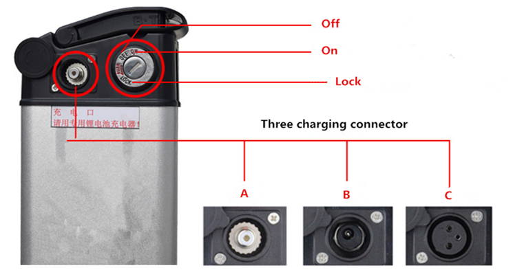 36V 48V Silverfish Electric Bike Lithium Battery Distance Per Charge 30-60KM