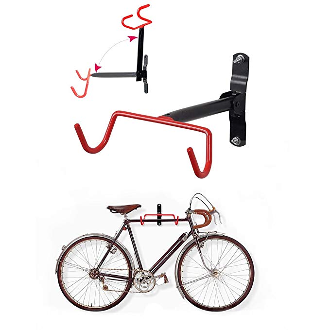 Standard Bike Wall Mount Horizontal/Vertical Hanging Rack for Garage and Indoor Silver