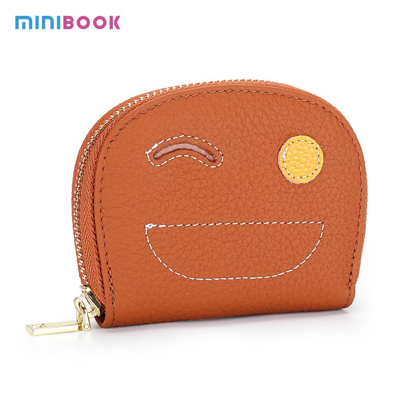 Zipper Hasp Closure Women's Ultra-thin Genuine Leather Keychain Pouch from Minibook