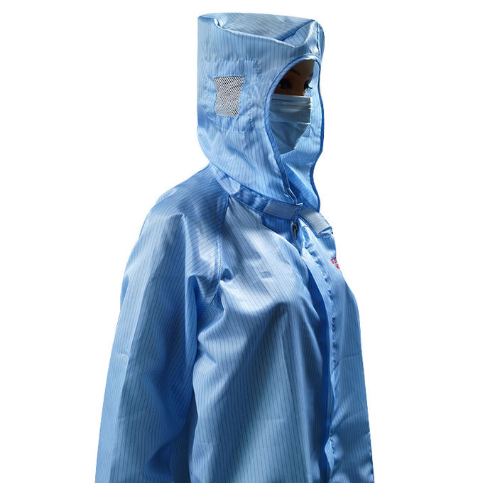 5mm Stripe Polyester Carbon Fiber ESD Smocks Coats For Lab