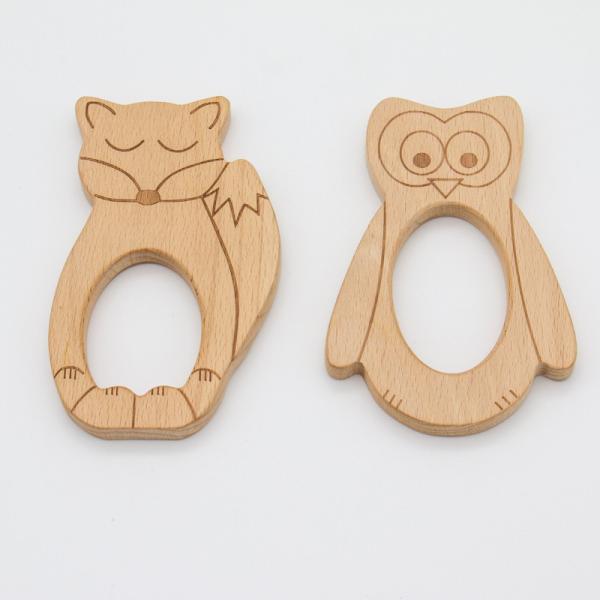 Custom Size Print Logo Wooden Teether Rings Personalised Wooden Teether For