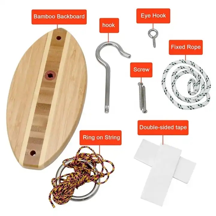 Mini Indoor Outdoor Hook and Ring Toss Game Hook Ring Game with Rope and Hooks Interactive Fast Paced Toss Game for Outdoor