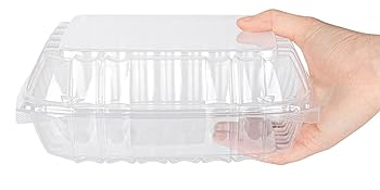 Plastic Clamshell Takeout Tray (50 Count) - Dessert Containers - Plastic Hinged Food Container