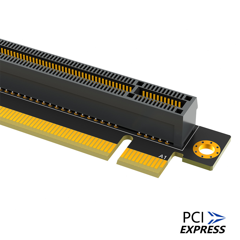 90 Degree Reverse PCI-E Riser Card 16X 3.0 Male To Female For 1U Server