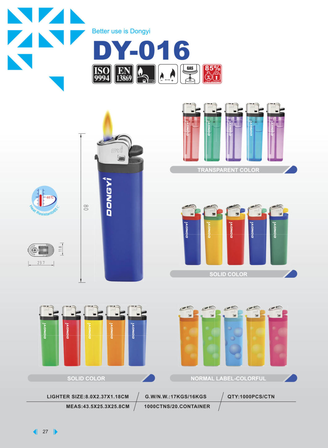 High quality EUR Standard Flint Gas Lighter Dy-016