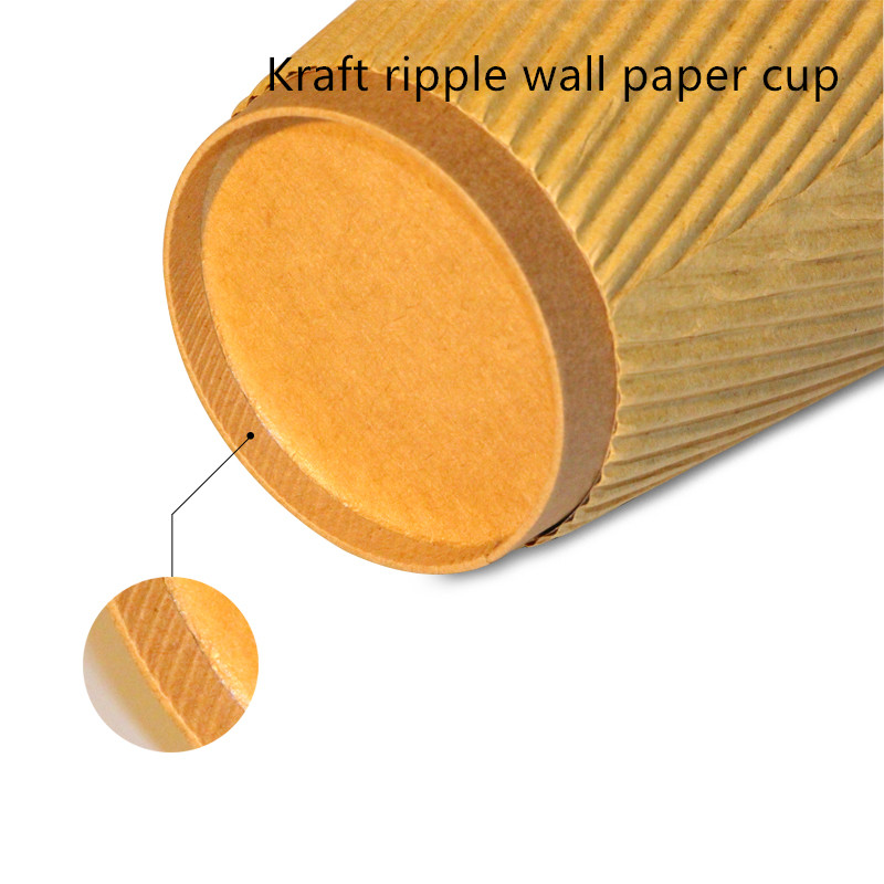 Corrugated 300gsm Kraft Paper Disposable Drinking Cup 16oz 20oz