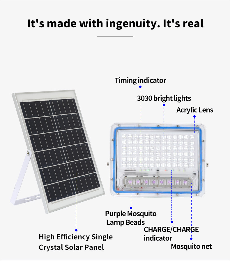 300w Led Solar Flood Light Outdoor Solar Powered Mosquito Lamp For Garage Yard Porch